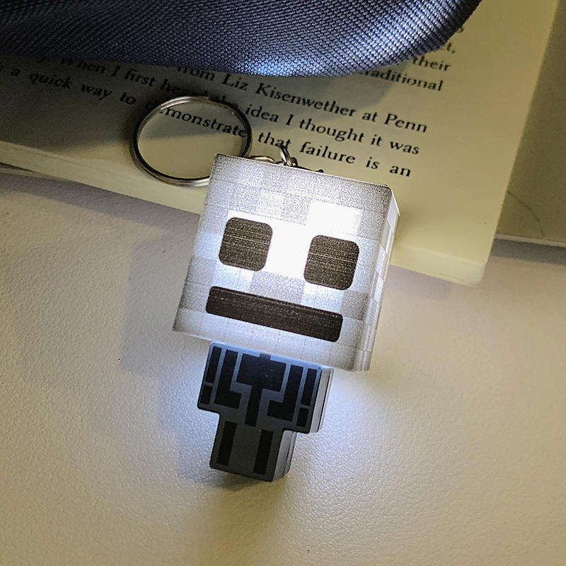 Glow-in-the-Dark Retro Pixel Minecraft Keychain