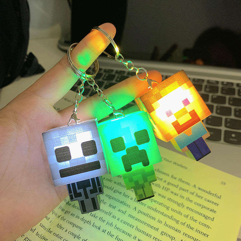 Glow-in-the-Dark Retro Pixel Minecraft Keychain