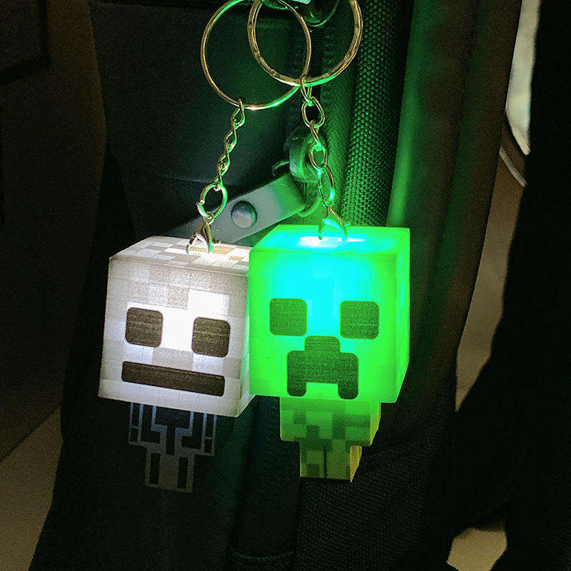 Glow-in-the-Dark Retro Pixel Minecraft Keychain