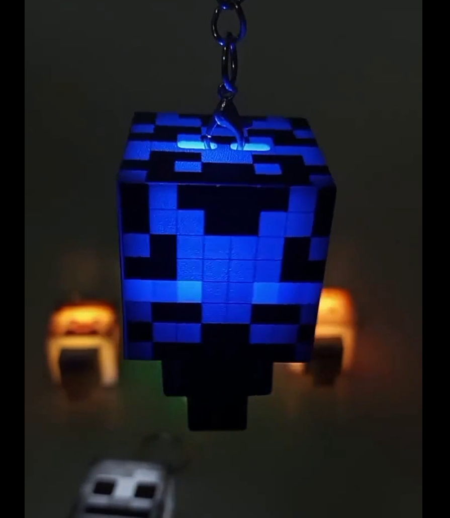 Glow-in-the-Dark Retro Pixel Minecraft Keychain