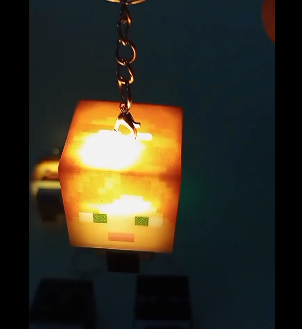 Glow-in-the-Dark Retro Pixel Minecraft Keychain